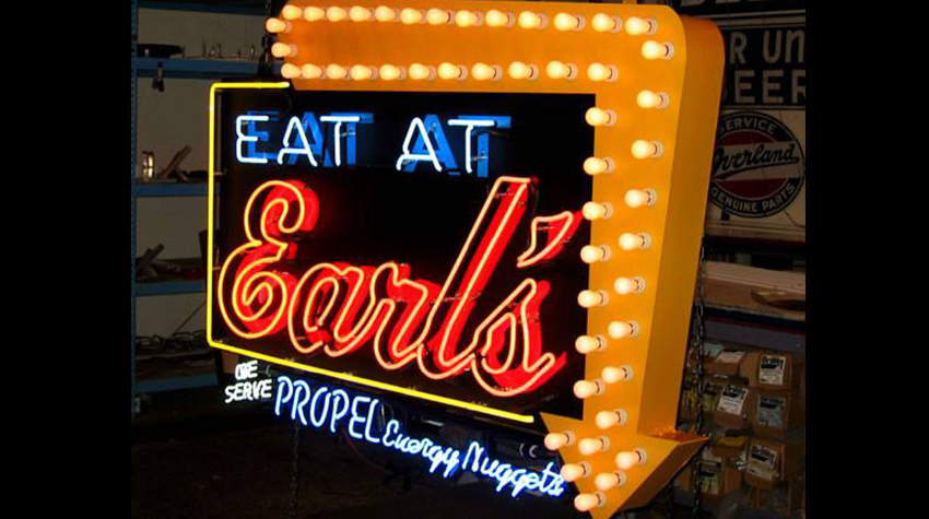 Eat at Earls vintage custom neon